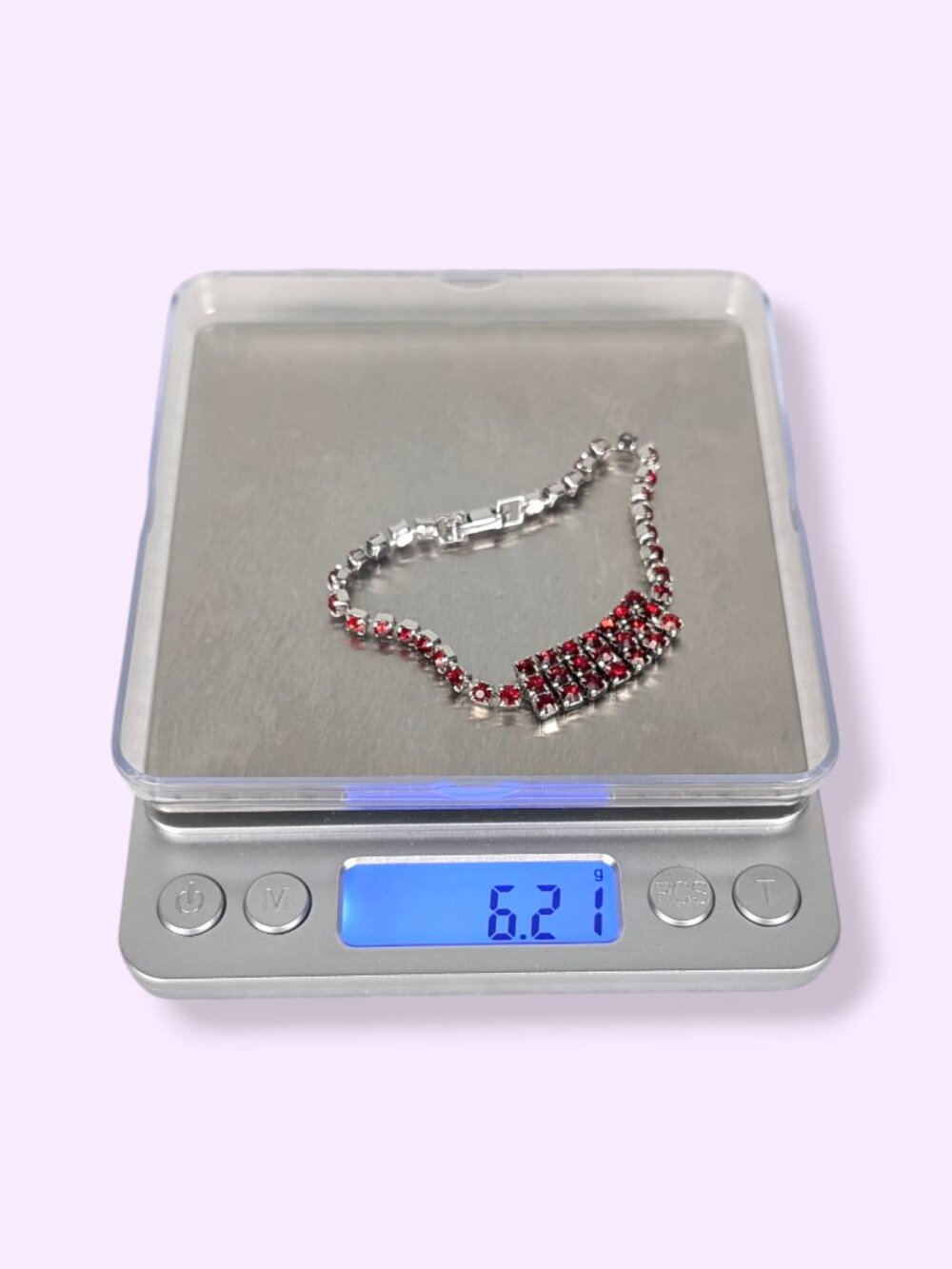 Dainty Red Rhinestone Bracelet - Picture 5 of 5